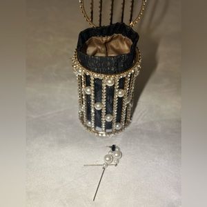 Pearl & Diamond Stud Caged Mini Bucket Bag